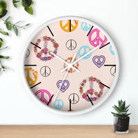 Retro Pastel Peace Signs Print Wall Clock! Perfect For Gifting! Free Shipping!!! 3 Colors Available!