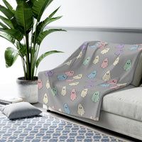 Pastel Happy Little Retro Ghost Sherpa Fleece Blanket! Halloween!