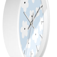Retro Pastel Blue Florals Print Wall Clock! Perfect For Gifting! Free Shipping!!! 3 Colors Available!