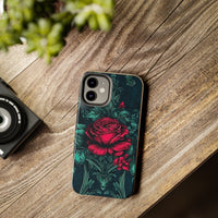 Stained Glass Teal and Roses Gothic Inspired Halloween Tough Phone Cases! Fall Vibes!