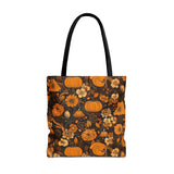Black and Orange Pumpkin Florals Fall Vibes Tote Bag!