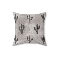 Western/Boho Acid Wash Grey Cactus Square Pillow!