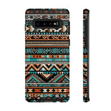 Teal and Orange Aztec Tough Cases! Cellphone Cases! Multiple Sizes Available! Apple iPhone, Samsung Galaxy, and Google Pixel devices!