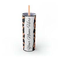 Custom Personalized Cow Printed Skinny Tumbler with Straw, 20oz! Multiple Colors!