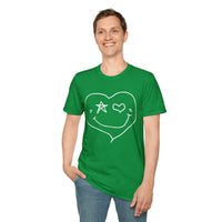 Valentines Day Heart Star Eye Smiley Face Unisex Graphic Tee! All New Heather Colors!!!