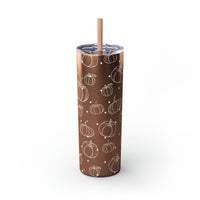 Polka Dot Pumpkin Thanksgiving Fall Vibes Skinny Tumbler with Straw, 20oz! Multiple Colors Available!