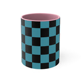 Retro Teal Plaid Accent Coffee Mug, 11oz! Free Shipping! Great For Gifting! Lead and BPA Free!