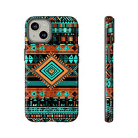 Turquoise Aztec Tough Cases! Cellphone Cases! Multiple Sizes Available! Apple iPhone, Samsung Galaxy, and Google Pixel devices!