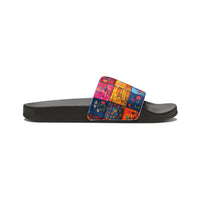 Boho Patchwork Floral Quilt Summer Beach Slides, Women's PU Slide Sandals! Free Shipping!!!