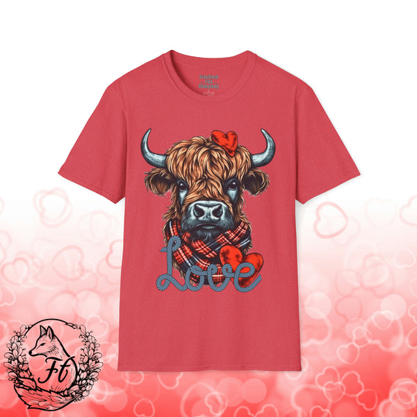 Valentines Day Highlander Cow Love Unisex Graphic Tee! All New Heather Colors!!!