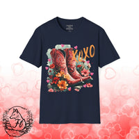 Valentines Day Pink Cowgirl Boots XoXo Unisex Graphic Tee! All New Heather Colors!!!