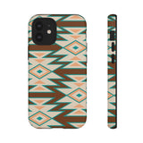 Teal and Brown Aztec Tough Cases! Cellphone Cases! Multiple Sizes Available! Apple iPhone, Samsung Galaxy, and Google Pixel devices!