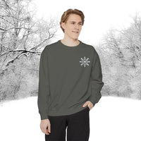 Snowflake Pocket Embroidered Comfort Colors Unisex Garment-Dyed Sweatshirt! All New Colors! Free Shipping!