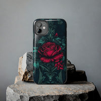 Stained Glass Teal and Roses Gothic Inspired Halloween Tough Phone Cases! Fall Vibes!