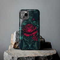 Stained Glass Teal and Roses Gothic Inspired Halloween Tough Phone Cases! Fall Vibes!