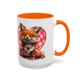 Disco Fox I Love You Valentines Day Accent Coffee Mug (11, 15oz)! Free Shipping! Microwave and Dishwasher Safe! BPA Free