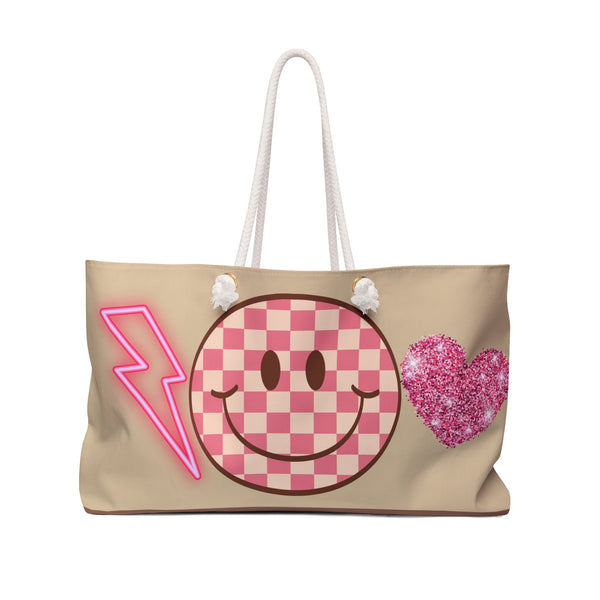 Valentines Day Cream Rainbow Retro Smiley Face Vacation Travel Weekender Bag! Free Shipping!!!