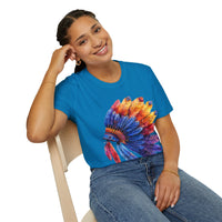 Indian Head Dress Colorful Rainbow Unisex Graphic Tees! Summer Vibes! All New Heather Colors!!! Free Shipping!!!