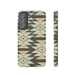 Teal and Brown Aztec Tough Cases! Cellphone Cases! Multiple Sizes Available! Apple iPhone, Samsung Galaxy, and Google Pixel devices!