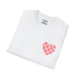 Valentines Day Pink Plaid Heart Basics Wear Anywhere Unisex Graphic Tee! All New Heather Colors!!! Free Shipping!!!