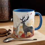 Autumn Orange and Black Deer Past and Future Accent Coffee Mug, 11oz! Multiple Colors Available! Fall Vibes!