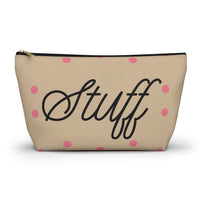 Cream Pink Polka Dot Accessory Pouch, Check Out My Matching Weekender Bag! Free Shipping!!!