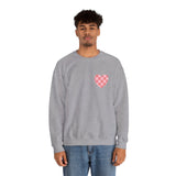 Valentines Day Pink Plaid Heart Basics Pocket Design Edition Unisex Sweatshirt! Retro! Free Shipping!!!