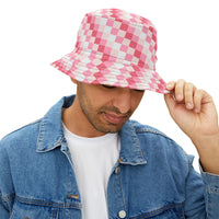 Retro Pink Plaid Unisex Bucket Hat! Free Shipping! Made in The USA!