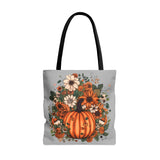 Steel Grey Ivy Covered Orange Pumpkin Fall Vibes Tote Bag!