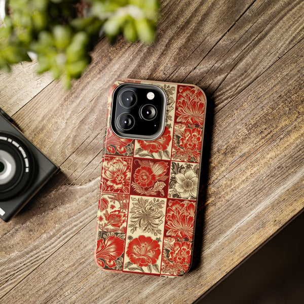 Royal Red Floral Fall Vibes Tough Phone Cases!