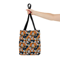 Navy Blue and Orange Florals Fall Vibes Tote Bag!