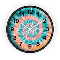 Boho Teal Tie Dye Print Wall Clock! Perfect For Gifting! Free Shipping!!! 3 Colors Available!