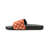 Vibrant Orange Daisy Flower Print Summer Beach Slides, Women's PU Slide Sandals! Free Shipping!!!