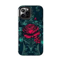 Stained Glass Teal and Roses Gothic Inspired Halloween Tough Phone Cases! Fall Vibes!