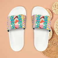 Hippie Stripes Orange and Pink Summer Beach Slides, Women's PU Slide Sandals! Free Shipping!!!