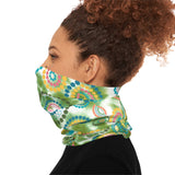 Green Retro Swirl Print Lightweight Neck Gaiter! 4 Sizes Available! Free Shipping! UPF +50! Great For All Outdoor Sports!