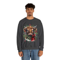 1 Highlander Cow Christmas Edition Unisex Heavy Blend Crewneck Sweatshirt!