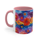 Boho Watercolor Daisy Accent Coffee Mug, 11oz! Free Shipping! Great For Gifting! Lead and BPA Free!