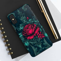 Stained Glass Teal and Roses Gothic Inspired Halloween Tough Phone Cases! Fall Vibes!