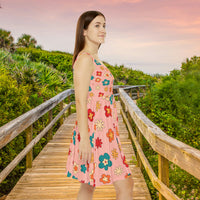 Pink Retro Daisy Print Women's Fit n Flare Dress! Free Shipping!!! New!!! Sun Dress! Beach Cover Up! Night Gown! So Versatile!