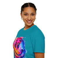 Happy Face Rainbow Unisex Graphic Tees! Summer Vibes! All New Heather Colors!!! Free Shipping!!!