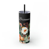 Custom Name Personalized Botanical Garden Tumblers Skinny Tumbler with Straw, 20oz! Multiple Colors Available!