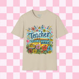 The Teacher Floral School Bus Unisex Graphic Tees! All New Heather Colors!!! Free Shipping!!! Back To School!