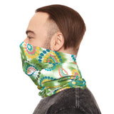 Green Retro Swirl Print Lightweight Neck Gaiter! 4 Sizes Available! Free Shipping! UPF +50! Great For All Outdoor Sports!