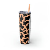 Custom Personalized Cow Printed Skinny Tumbler with Straw, 20oz! Multiple Colors!