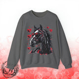 Valentines Day Black Horse Red Hearts Edition Unisex Sweatshirt! Retro! Free Shipping!!!