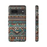 Teal and Orange Aztec Tough Cases! Cellphone Cases! Multiple Sizes Available! Apple iPhone, Samsung Galaxy, and Google Pixel devices!