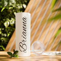 Custom Name Personalized Tumblers Skinny Tumbler with Straw, 20oz! Cursive Writing Option!