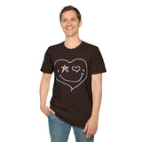 Valentines Day Heart Star Eye Smiley Face Unisex Graphic Tee! All New Heather Colors!!!