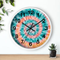 Boho Teal Tie Dye Print Wall Clock! Perfect For Gifting! Free Shipping!!! 3 Colors Available!